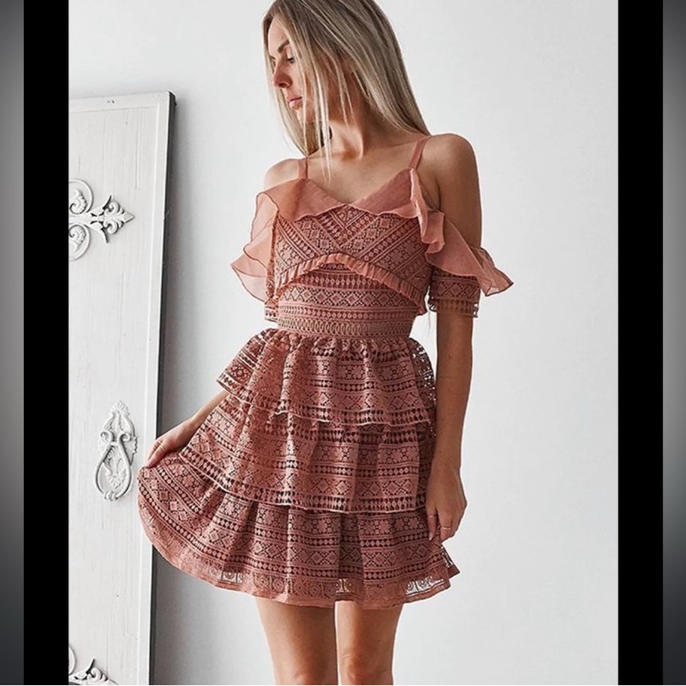 Two Sisters Ruffled Lace Mini Dress Size 4
